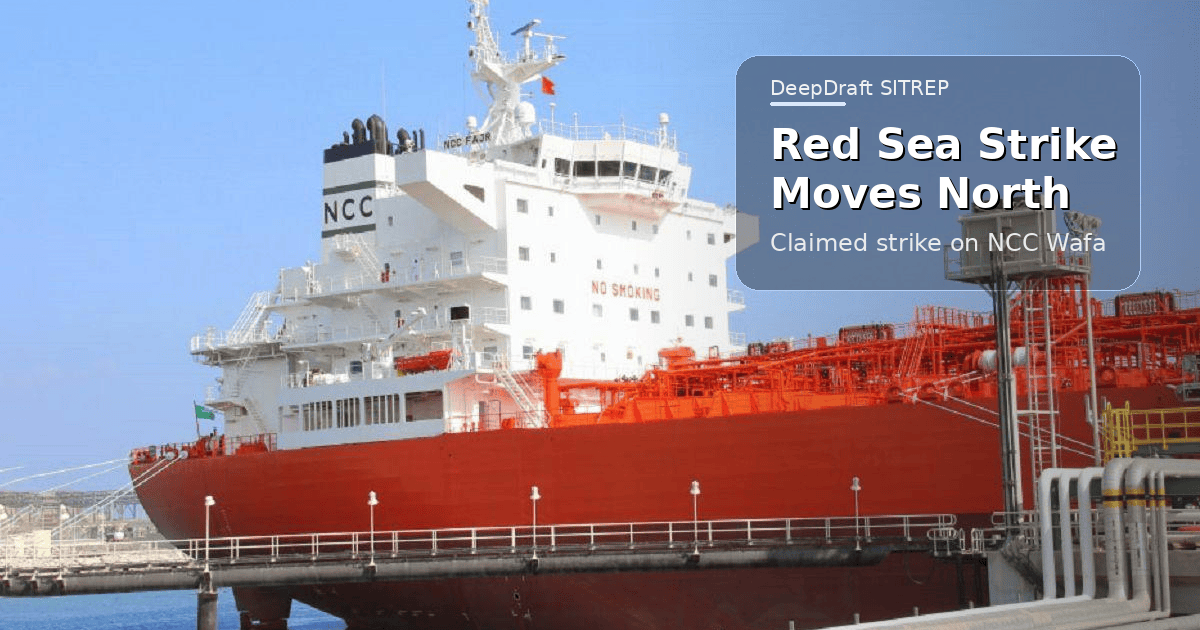 DeepDraft SITREP | NCC Wafa Claimed Hit Off Yanbu: Houthi Red Sea Targeting Pushes Toward Saudi Suez Route (August 6, 2026)
