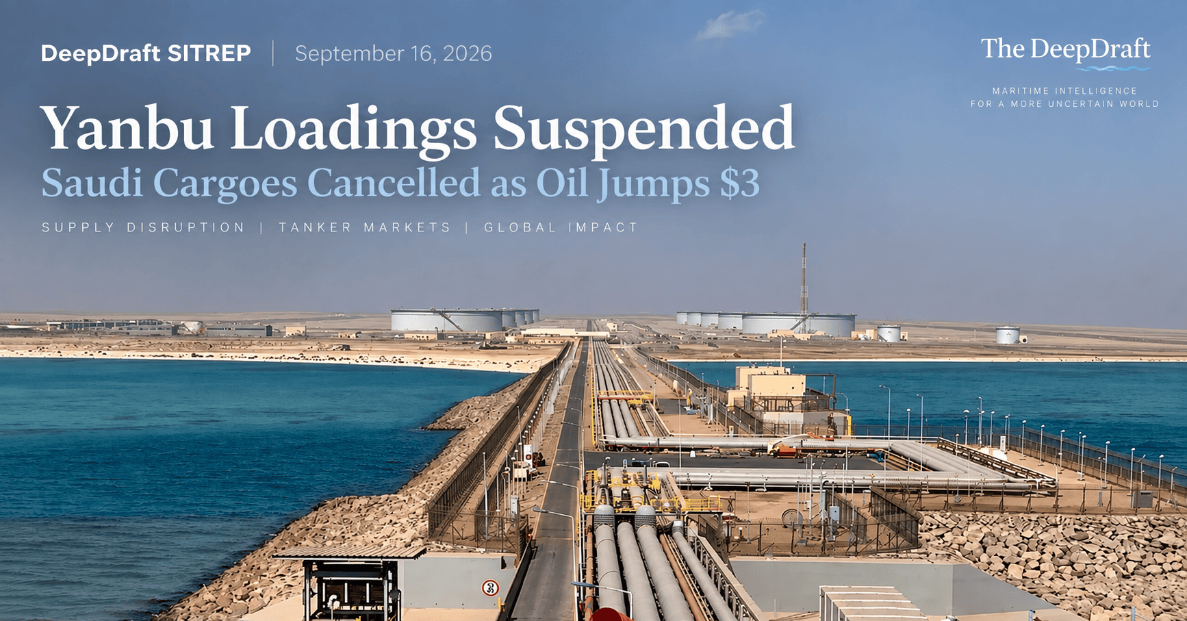 DeepDraft SITREP | Yanbu Loadings Suspended: Saudi Cargoes Cancelled as Oil Jumps $3 (September 16, 2026)