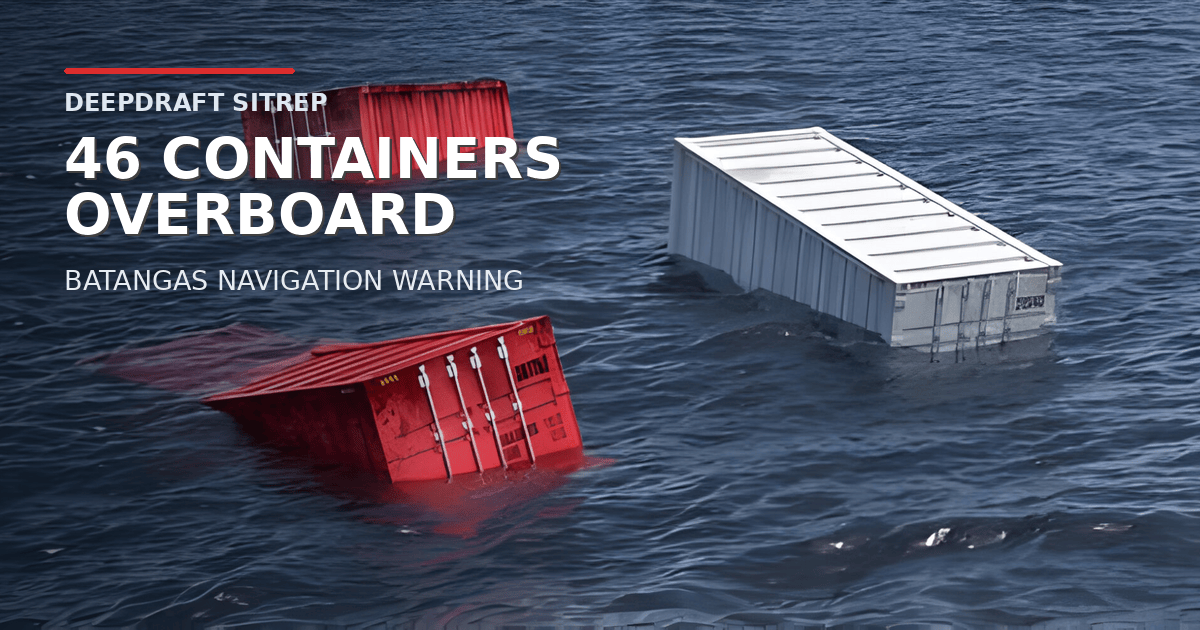 DeepDraft SITREP | Navigation Warning Issued After Span Asia 39 Loses 46 Containers Off Batangas (September 5, 2026)