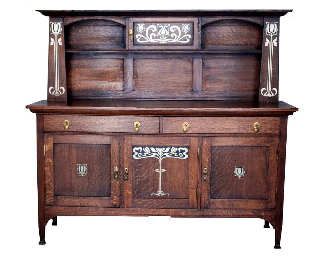 Arts & Crafts Sideboard with Pewter Inlay