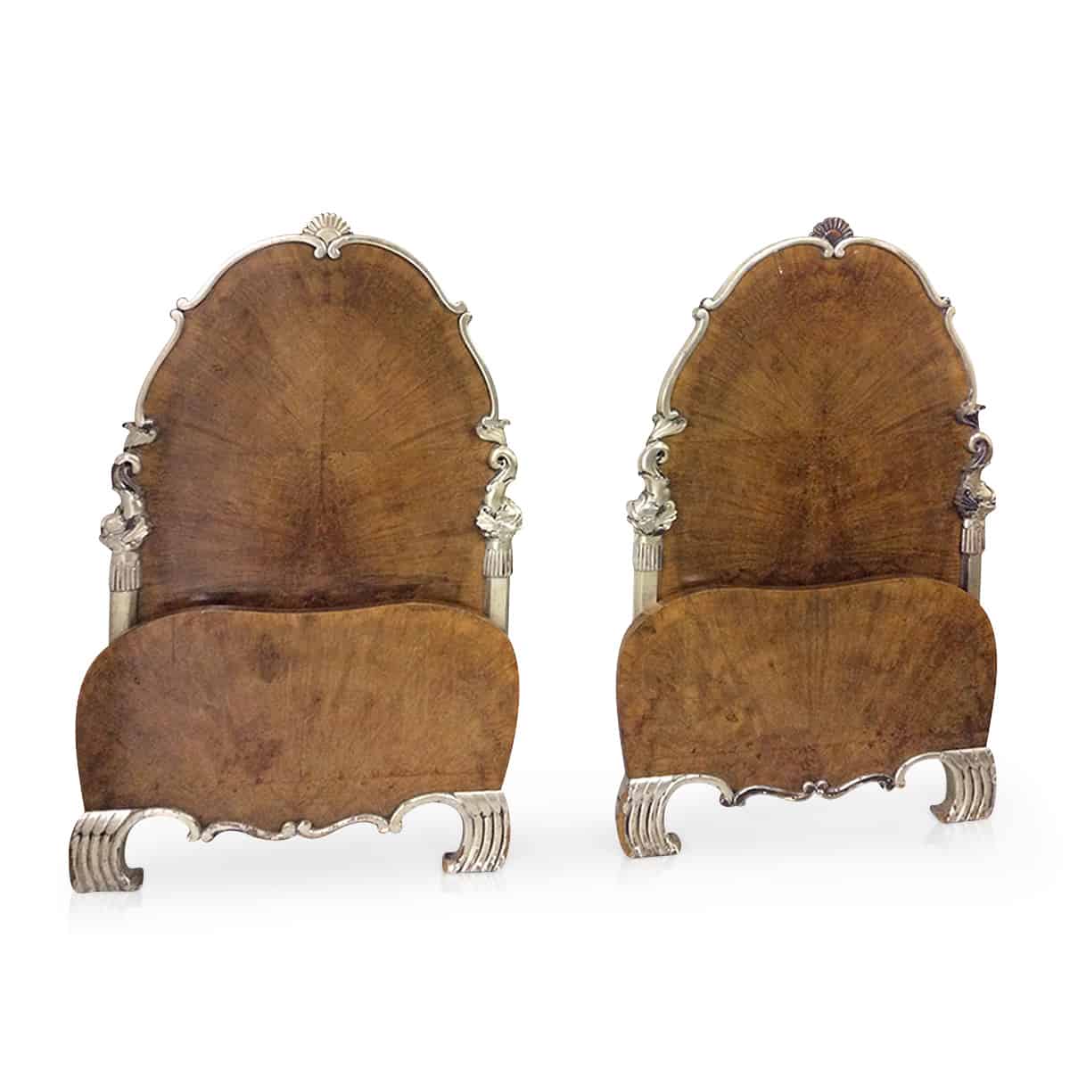 Art Deco Beds in Figured Walnut