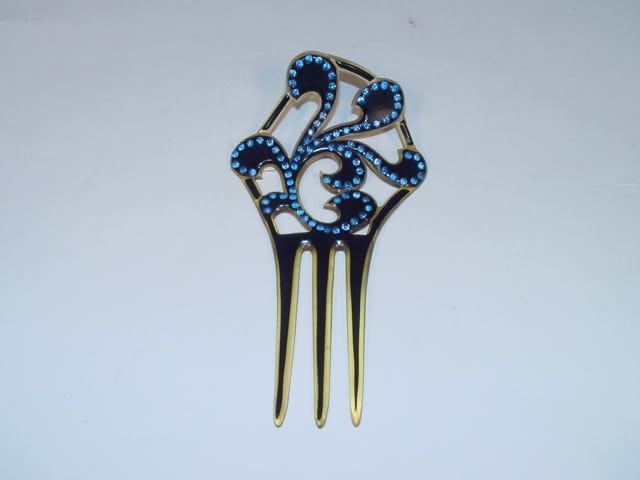 ART DECO ENAMEL & PASTE HAIR COMB