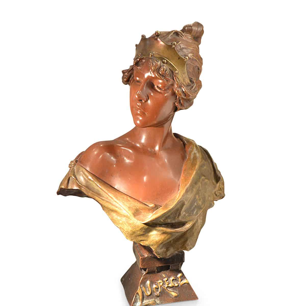 Art Nouveau Bronze Bust 'Lucrece' by Emmanuel Villanais SOLD