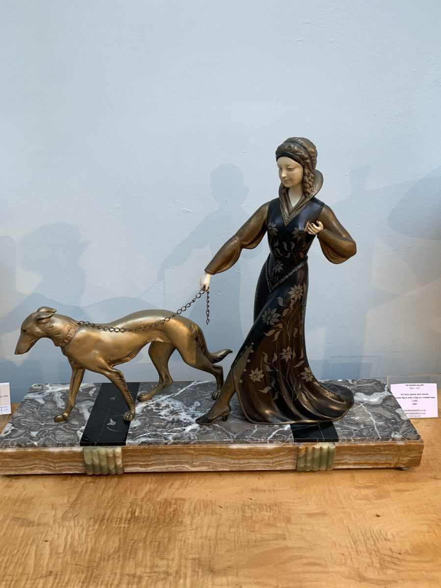 Art Deco model of Lady with Borzoi Dog