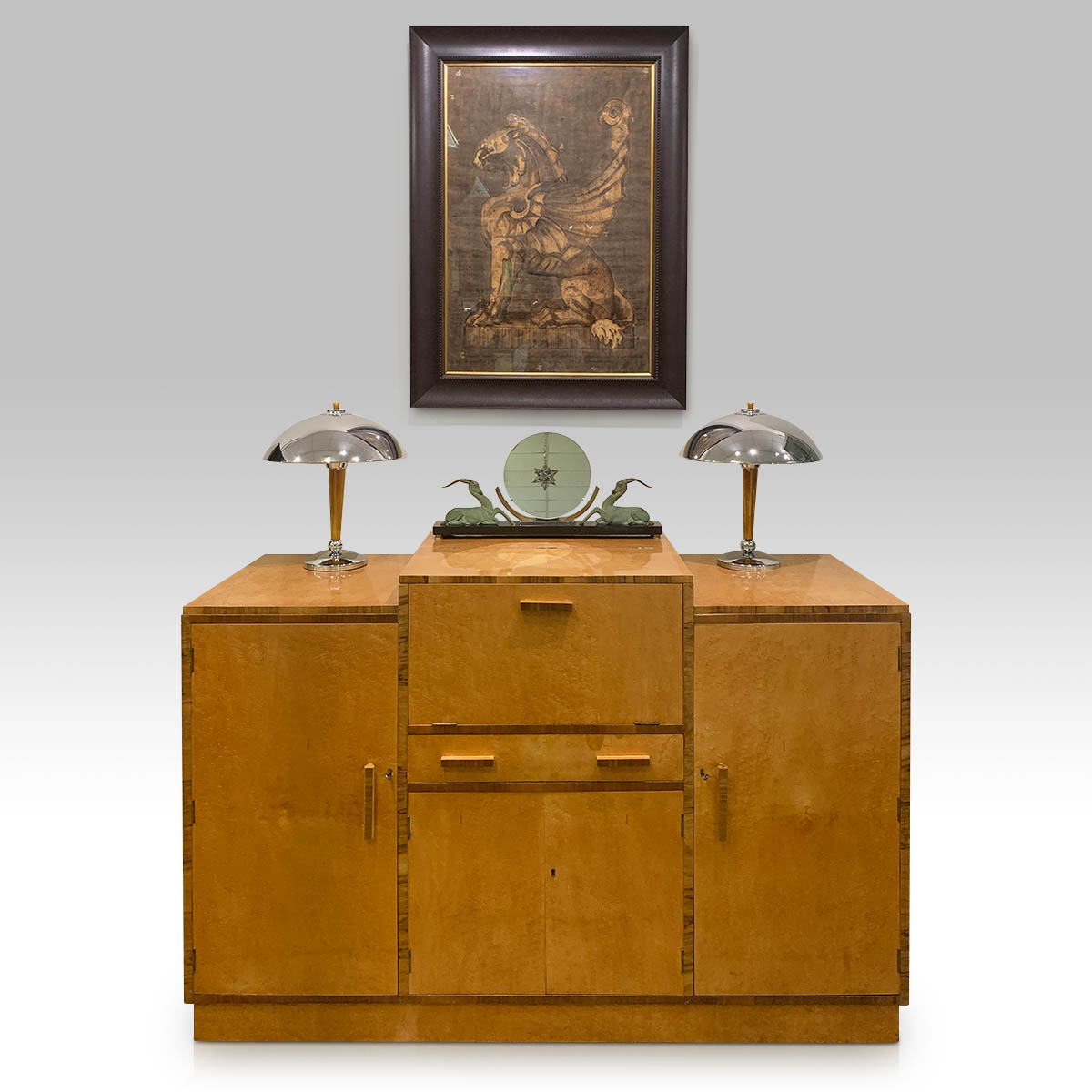 Art Deco Cocktail  Cabinet Sideboard Bird's Eye Maple -restored