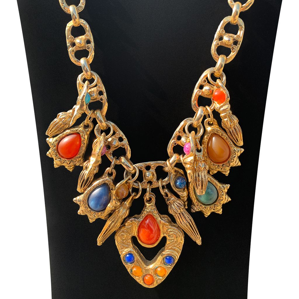 1970s Multi Drop Resin Necklace and Clip Earrings SOLD