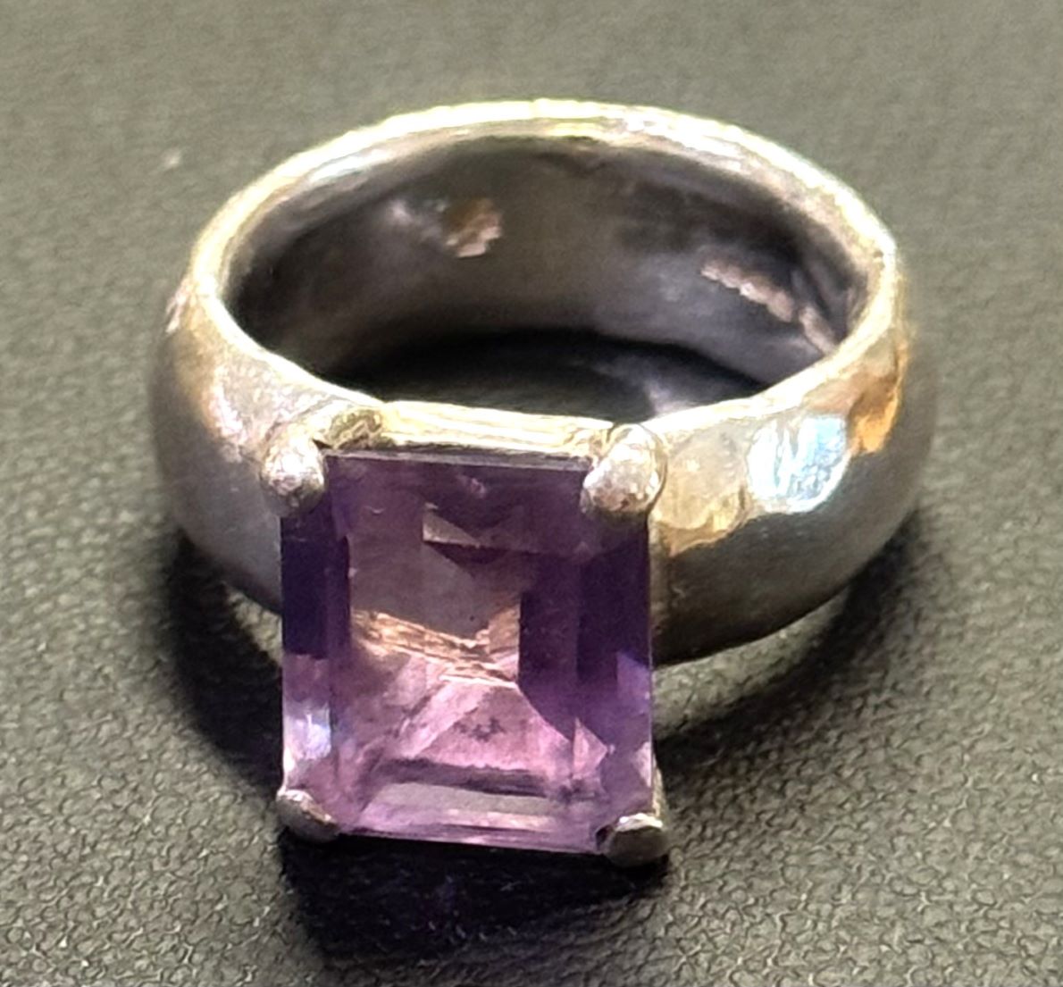 Amethyst and Silver Ring Art Deco style
