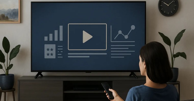 Stock image of streaming advertising smart TV image.
