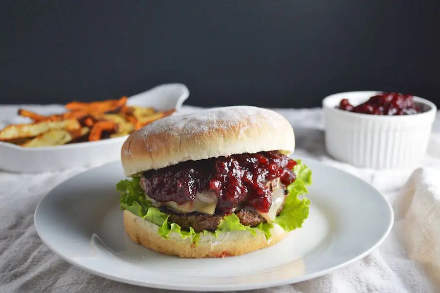 Burgers with Cranberry BBQ Sauce