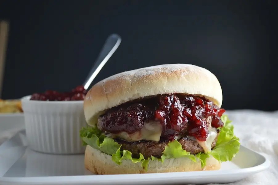 Burgers with Cranberry BBQ Sauce