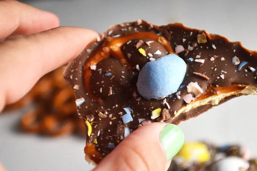 Cadbury Egg and Pretzel Bark