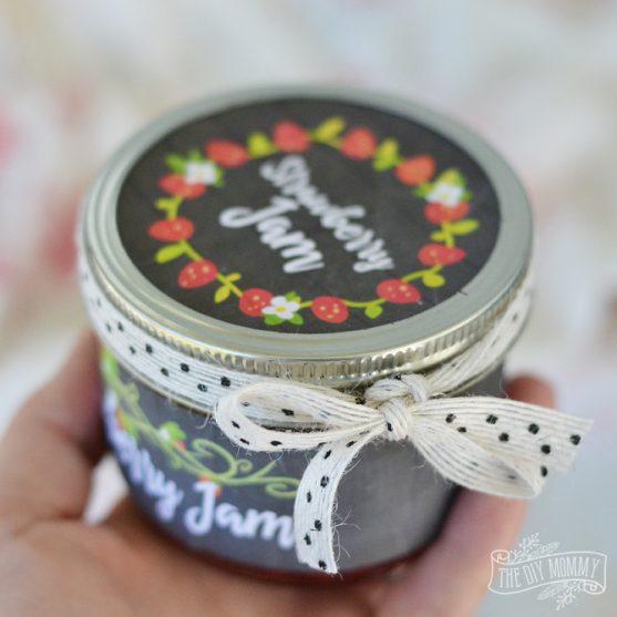 easy strawberry jam with printable vinyl labels 12monthsofdiy
