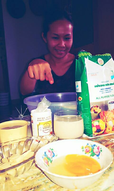 Making sure she's got all the ingredients...