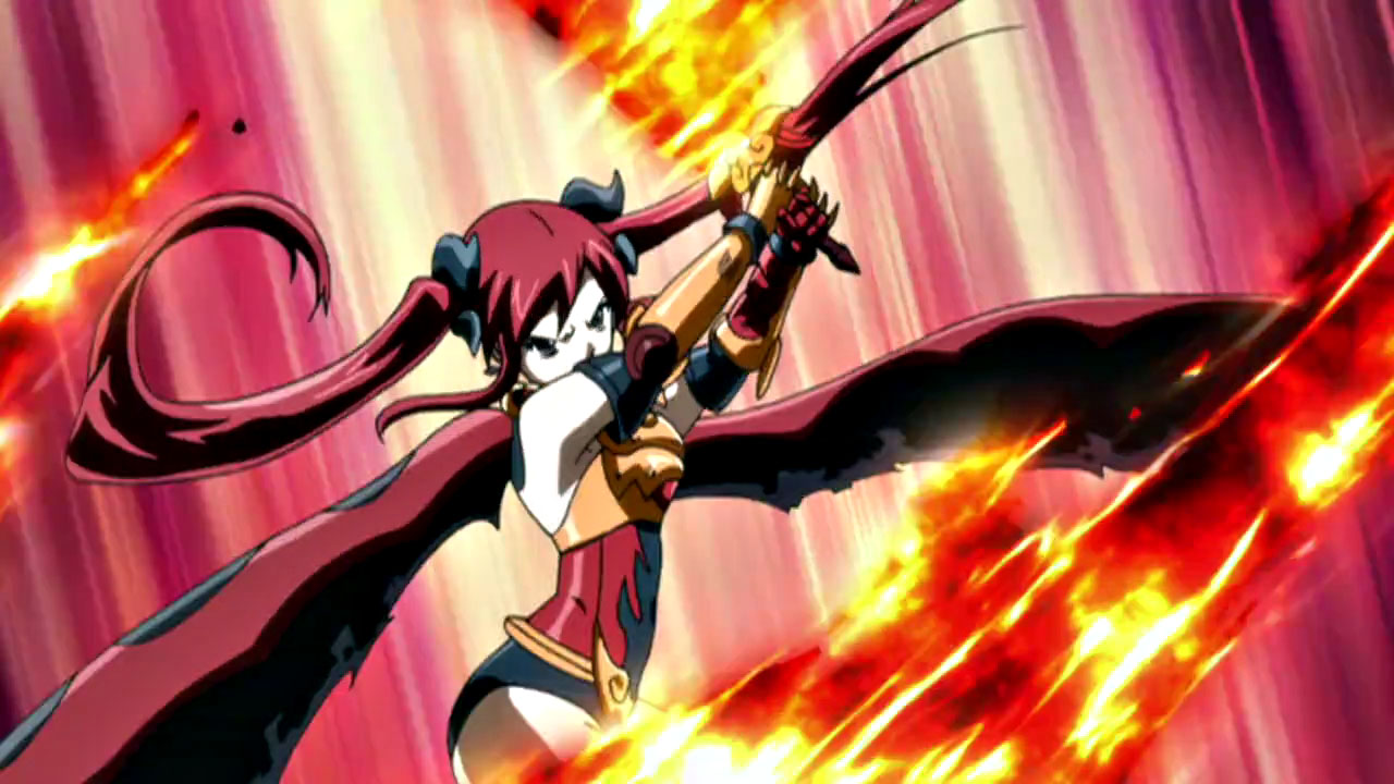 Erza Scarlet wielding a magic fire sword