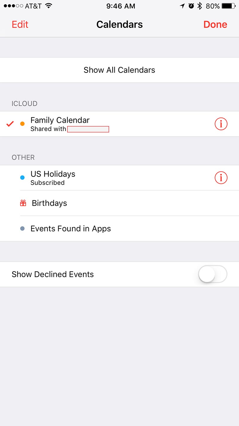 Calendar List