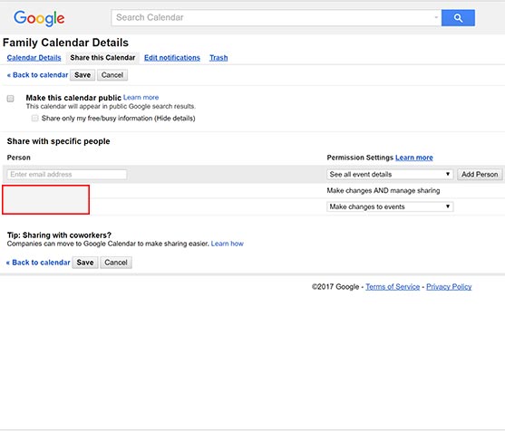 Google Calendar Permissions