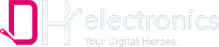 DH electronics logo white