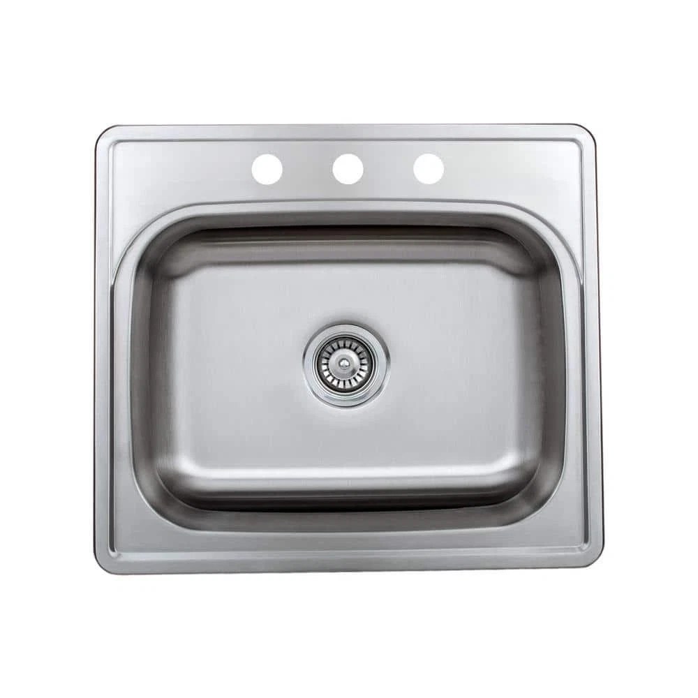Halsted Top-Mount Stainless Steel 25 In. 3-Hole Single Bowl Kitchen