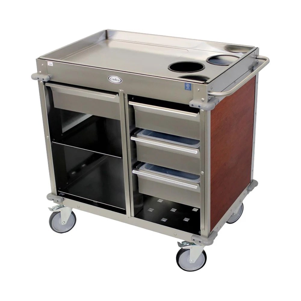 Cadco BC-4-LST Stainless Steel Mobile Beverage Service Cart w/ 2