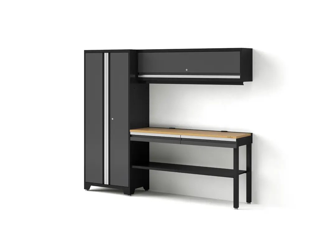 NewAge Bold 3 0 Grey 4 Piece 30in L 60in Wall 60in RTA Workbench BAM Top
