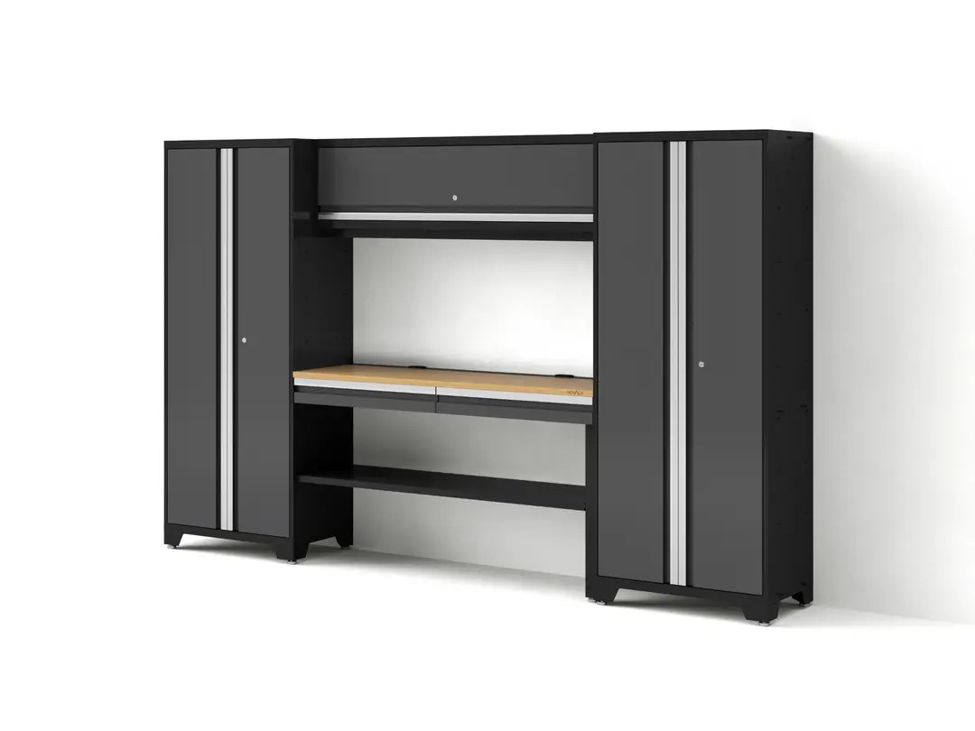 NewAge Bold 3 0 Grey 5 Piece 2x30in L 60in Wall 60in RTA Workbench BAM Top