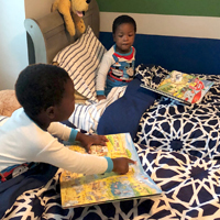 Hudson and Austin just turned 3. They love buses, so 'Cars and Things That Go' is their favorite bedtime book.