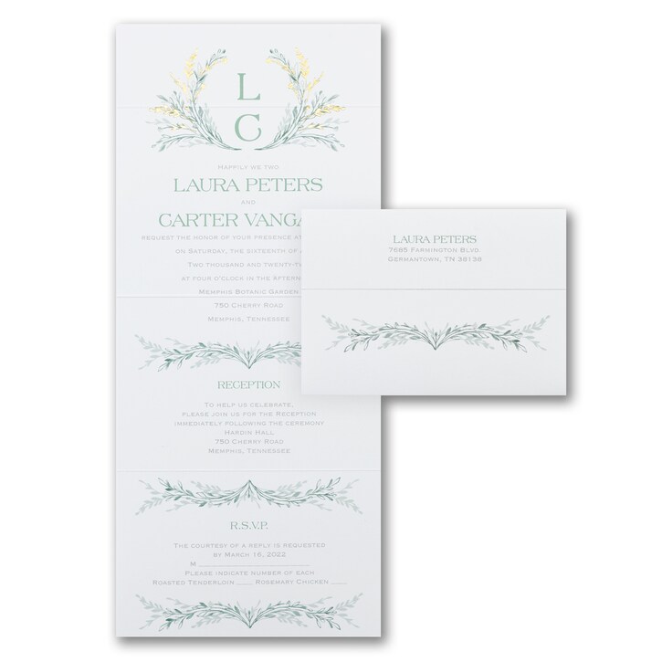 Romantic Greenery Seal ’n Send Wedding Invitations Effortless Elegance for Nature-Inspired Weddings