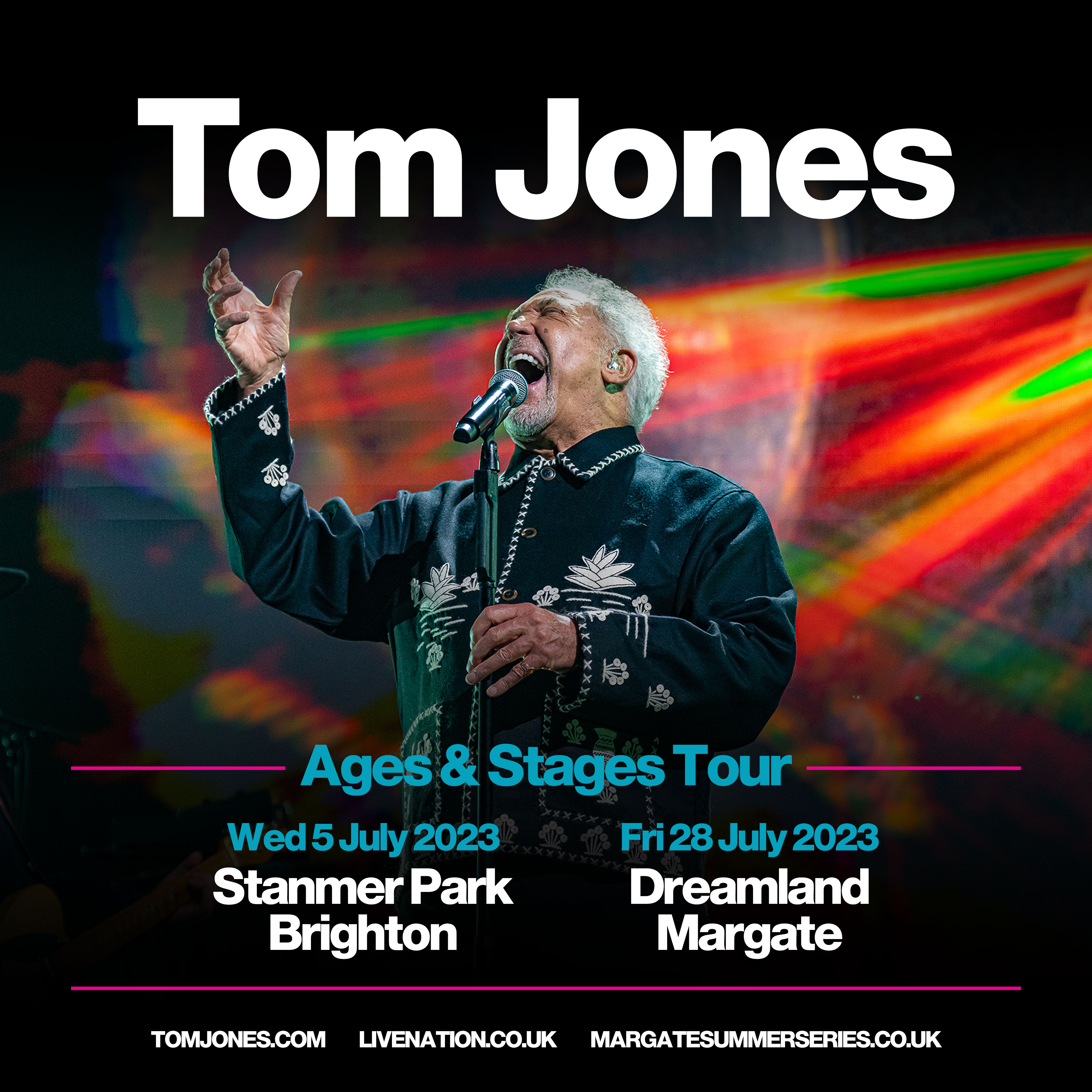 Tom Jones to play Margate and Brighton this summer