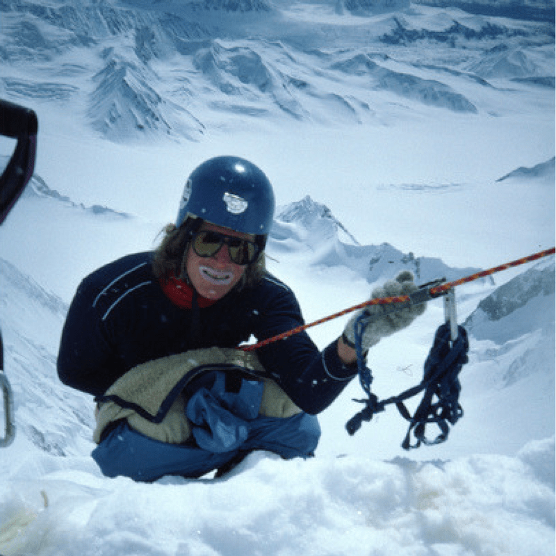 Carl takes care of "morning chores" on Mount Hess. 1984 (Photo: Roman Dial)