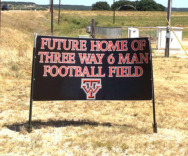Three Way stadium sign