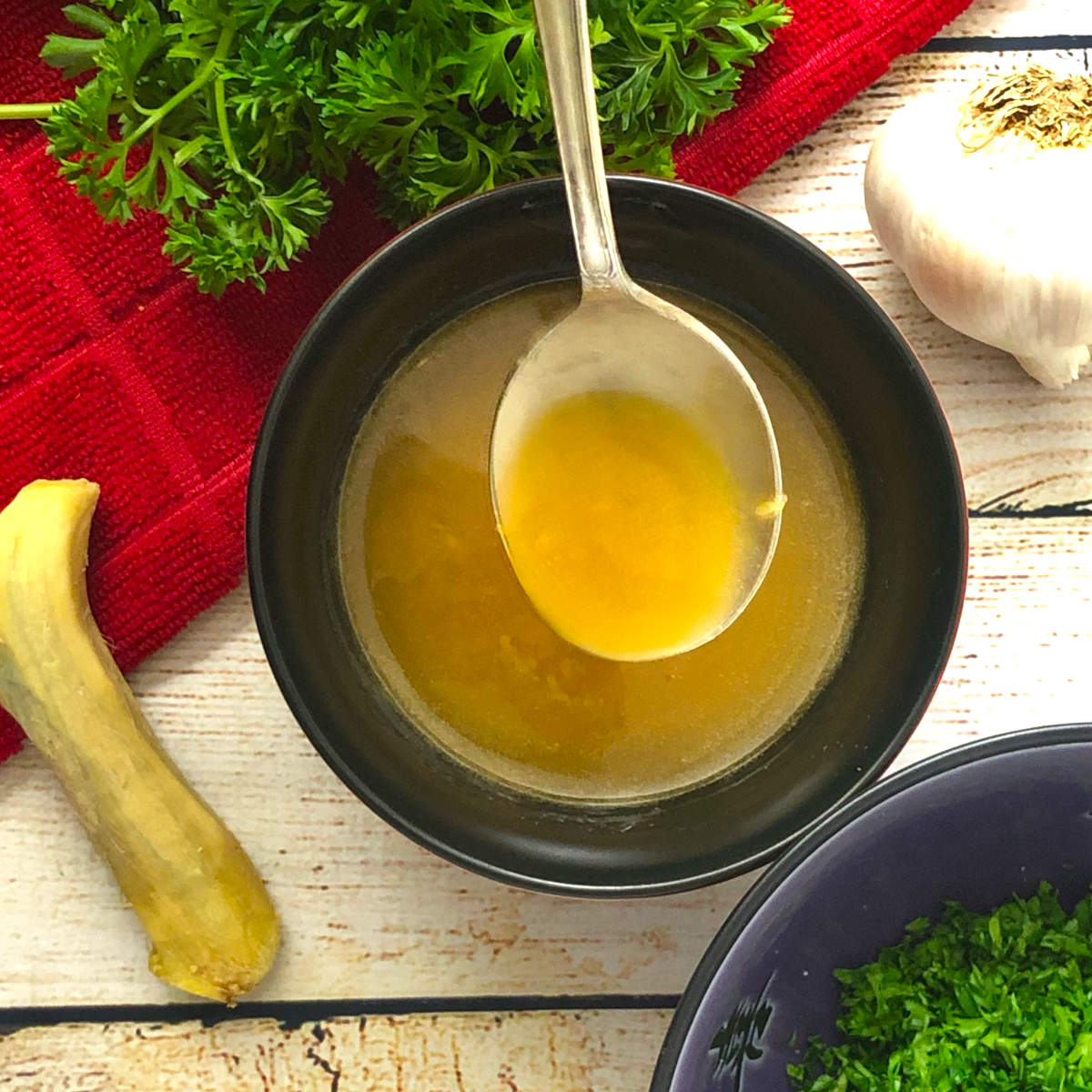 top shot of honey butter glaze with garlic ginger paste