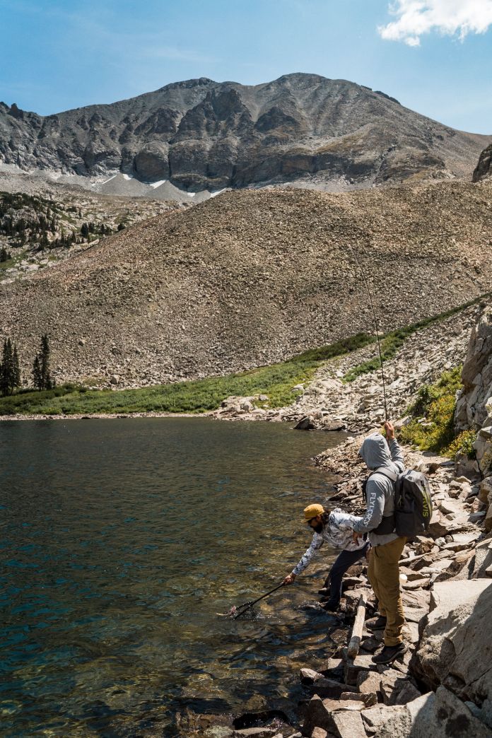 fishing a high alpine lake