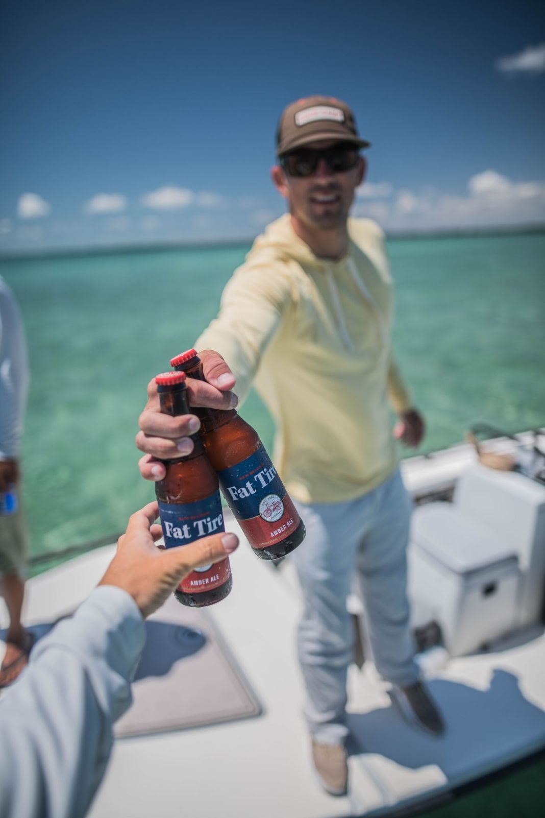 drinking beer on a boat