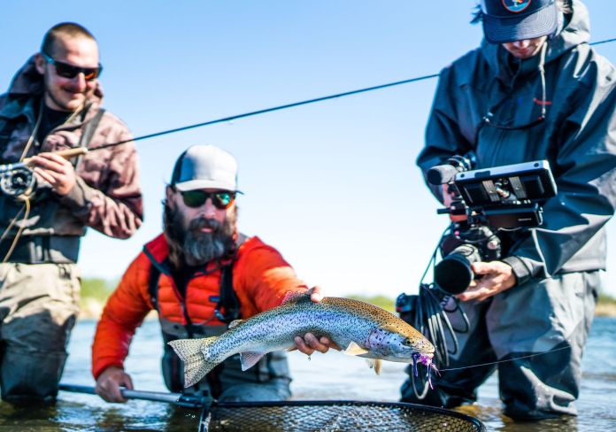 photographing trout 