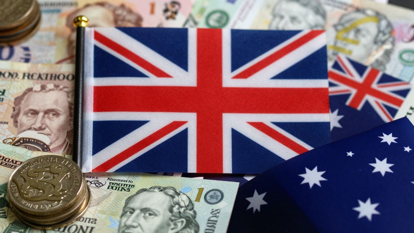 British Pound and Australian Dollar currency exchange visual.