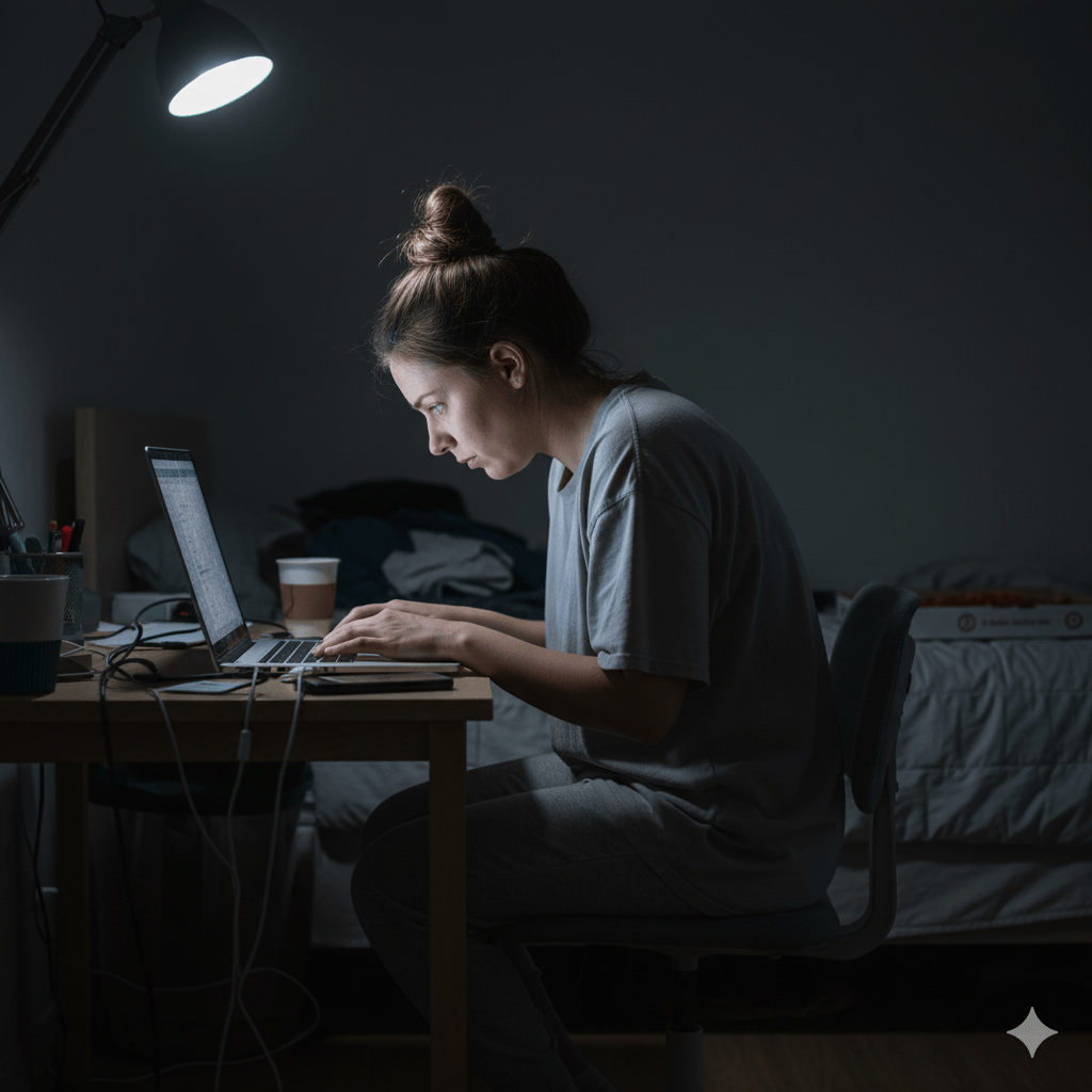home office ergonomics can stop hunching for this lady