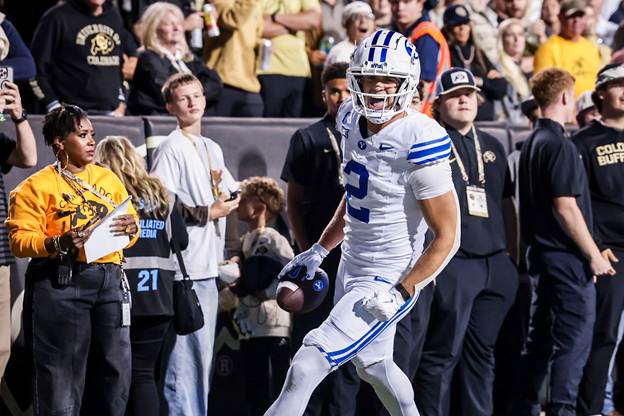 Chase Roberts had two touchdowns in BYU's win over Colorado (Photo by BYU Athletics)