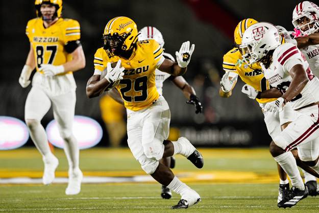 Ahmad Hardy of Missouri is the nation's leading rusher and in the Heisman race (Photo by Missouri Athletics)
