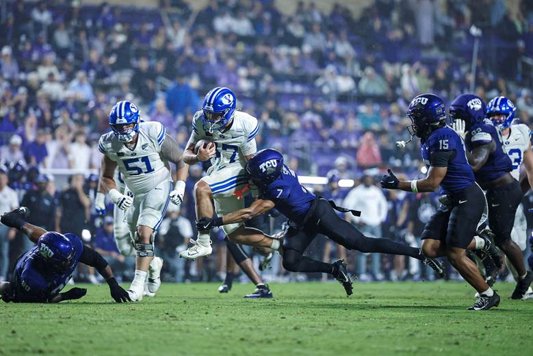 Bear Bachmeier powers BYU past TCU (Photo by BYU Athletics)