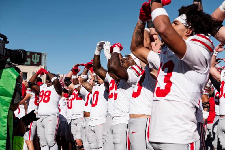 Ohio State celebrates bittersweet win over Indiana (Photo by Ohio State Athletics)