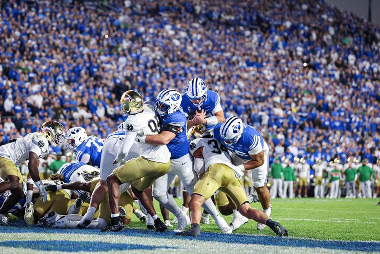 BYU’s Bear Bachmeier had a Heisman game against Notre Dame (Photo by BYU Athletics)