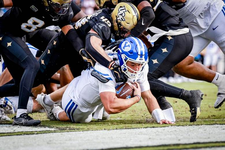 Bear Bachmeier couldn’t play defense for BYU (Photo by BYU Athletics)