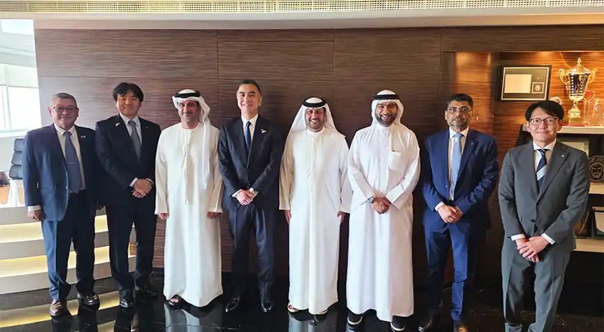 H.E. Ahmad Bin Shafar, CEO of Empower, with a delegation from Yokogawa Electric Corporation at Empower's headquarters in Dubai.