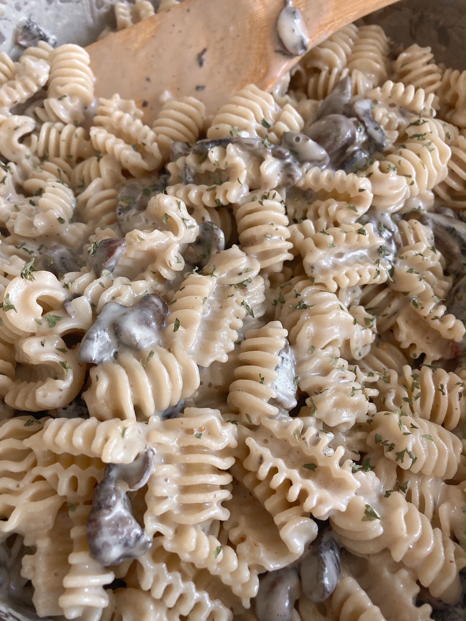 Vegan Cream of Mushroom Pasta - The Friendly Fig