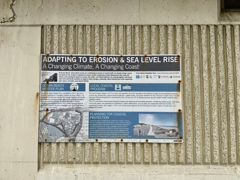 A rusty sign for the Ocean Beach Master Plan