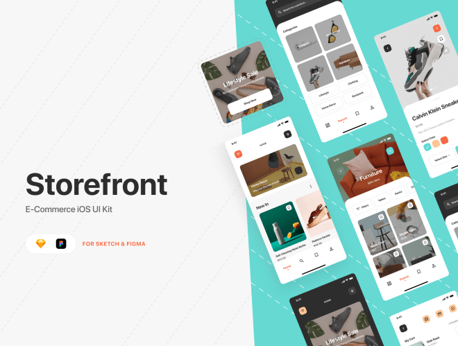 Storefront iOS UI Kit – UI Kit электронной коммерции iOS для Figma и Sketch