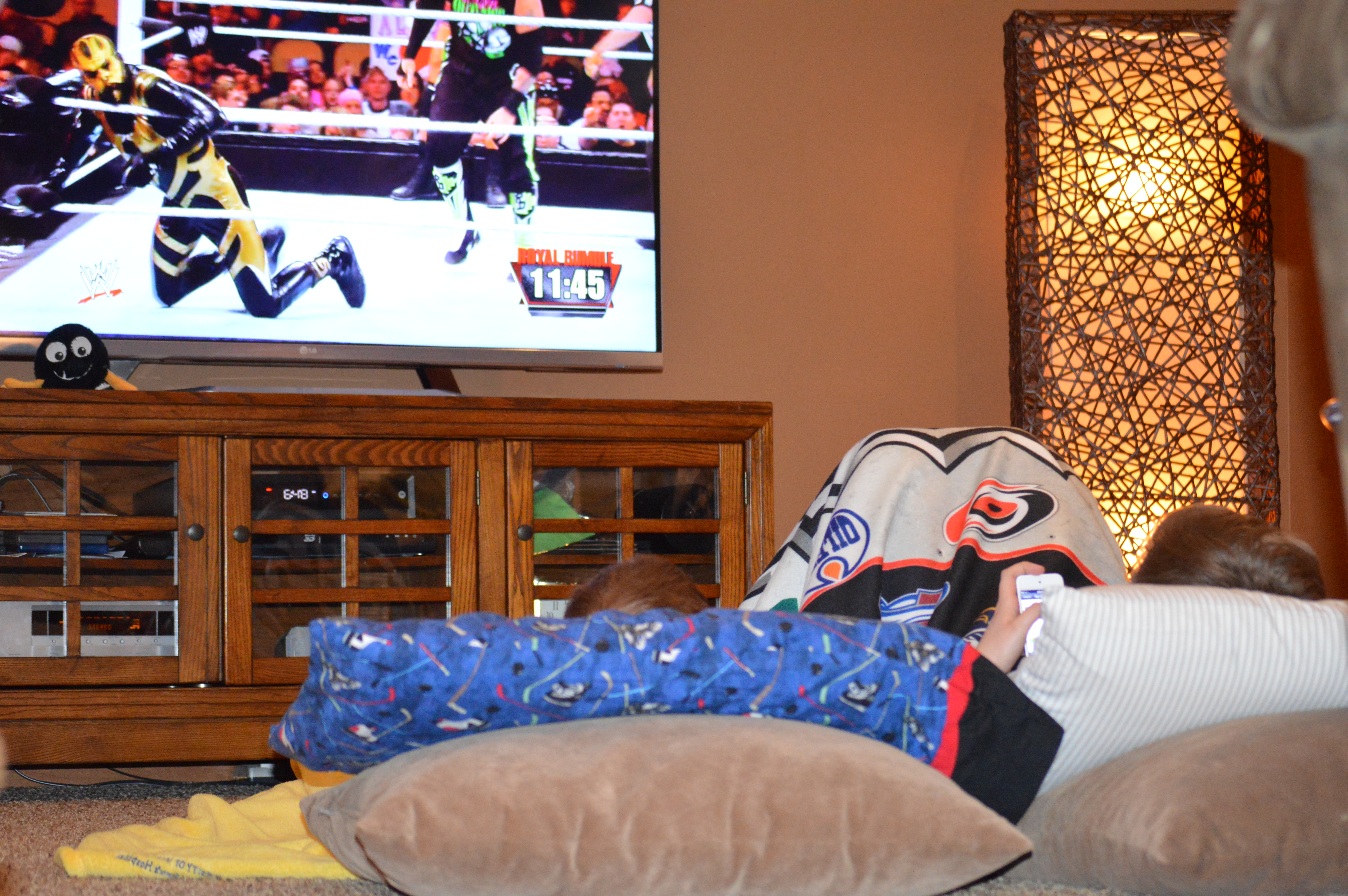 No school meant Royal Rumble tonight! I know you are jealous!!