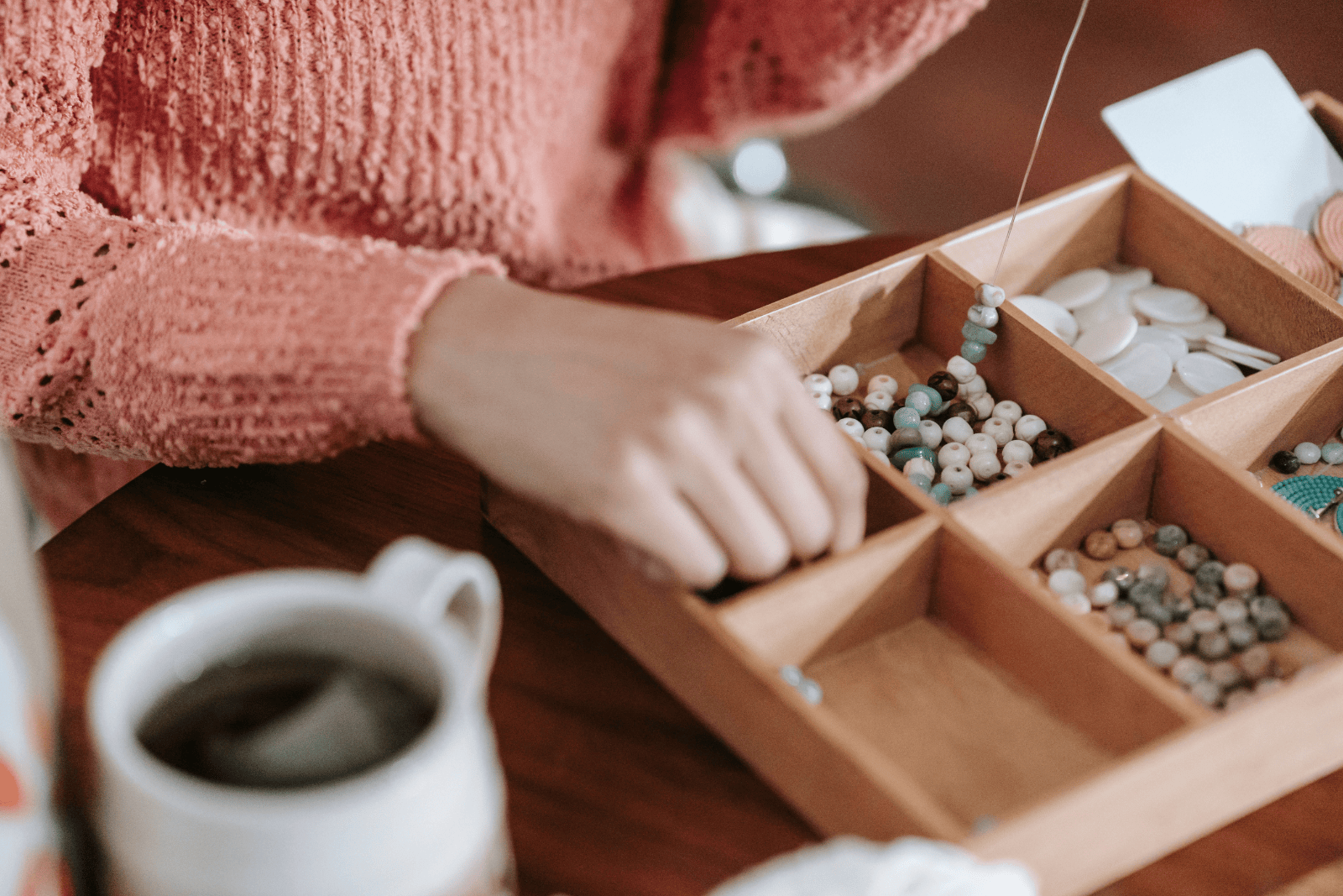 Woman exploring a new creative hobby at home
