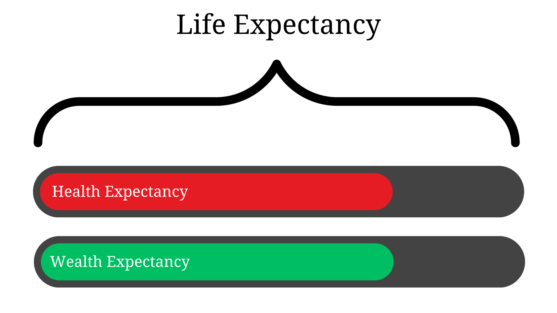 an illustration of the potential gap between life expectancy and health or wealth expectancy