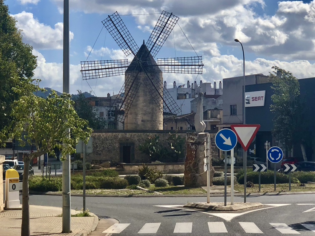 Windmill on a roundabout entering Manacor